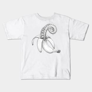 Octopus banana black & white Kids T-Shirt